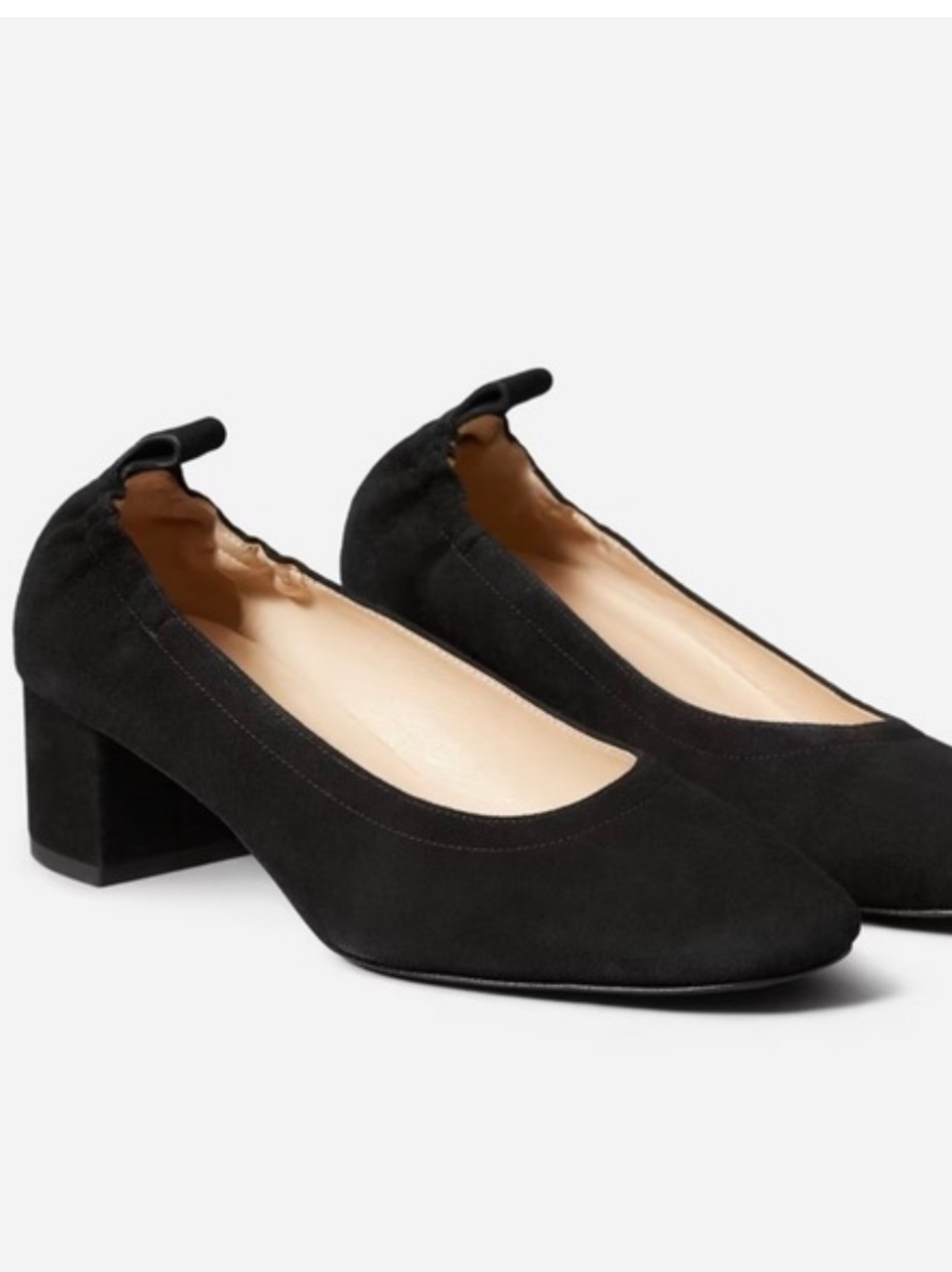 Everlane Black Suede Block Heel Pumps